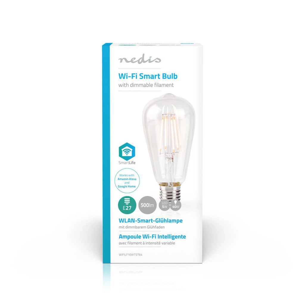 5W 500lm E27 LED Wi-Fi collegato lampadina filamento forma ST64 Trasparente Nedis