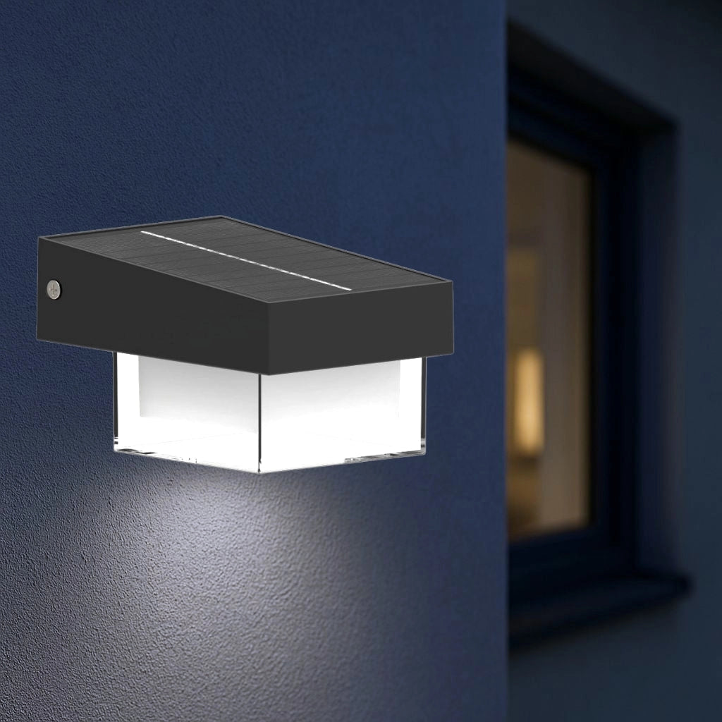 Applique solare LED da esterno con sensore di movimento IP54 400lm luce fredda 6000K 3 modalità crepuscolare ricarica solare