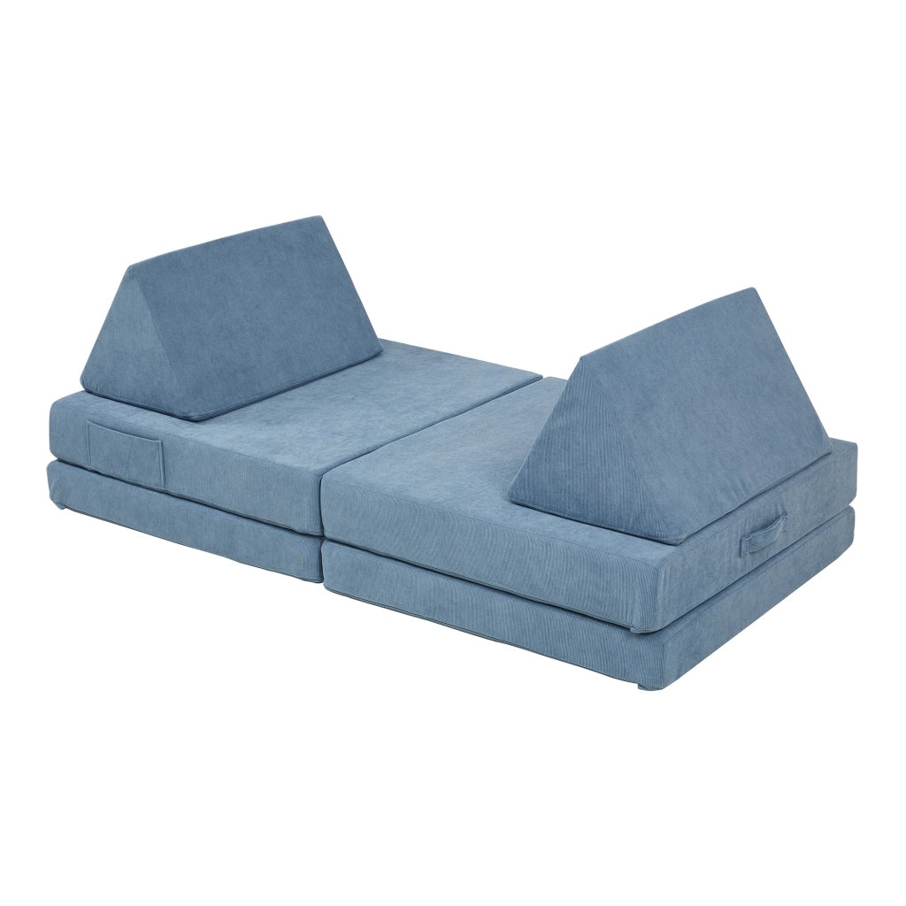 Divano Componibile per Bambini Norhulta Set Modulare Imbottito 120x66x46 cm Velluto a Coste Blu [en.casa]