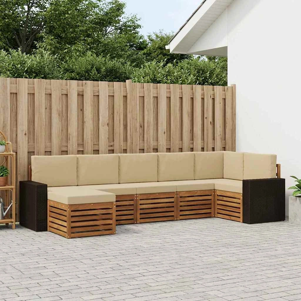 Set di divani da esterno 7 pz Naturale e Beige 3384634