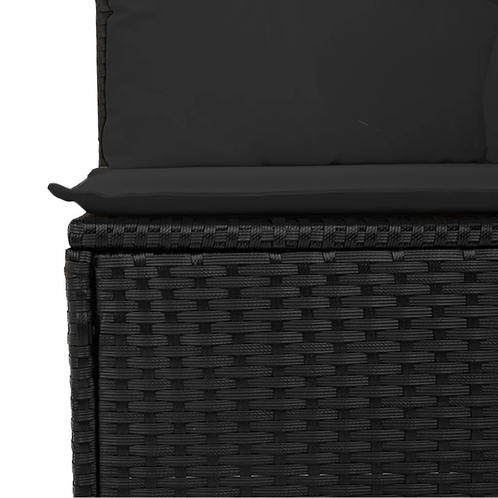 Divano da Giardino con Cuscini 3 Posti-Sofa da giardino nero in polyrattan 745337