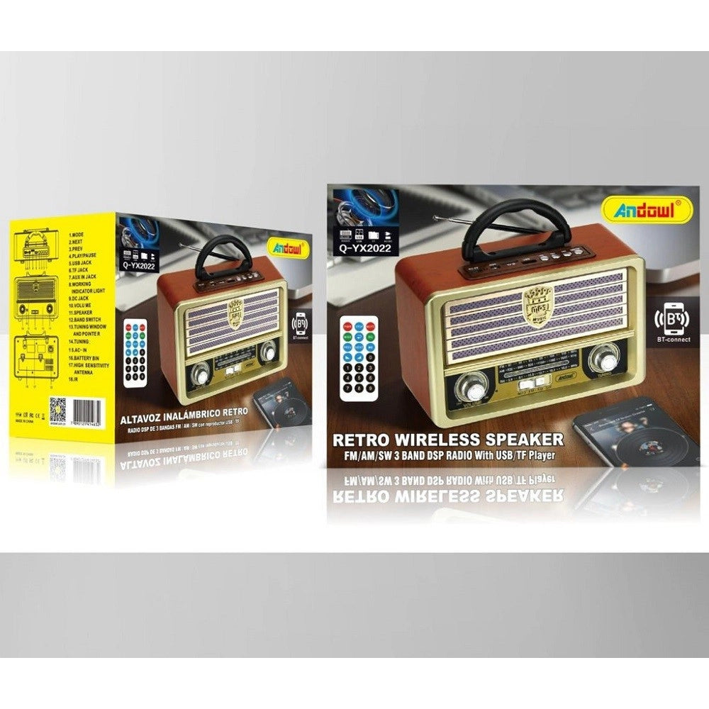 Trade Shop - Radio Portatile Musica Sveglia Design Retro Stile Usa Vintage Usb Fm/am Q-yx2022 -