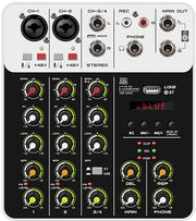 Mixer DJ con alimentazione fantasma 48V - tuner audio - mixer audio live - amplificatore casco - microfono laptop - leggero e compatto