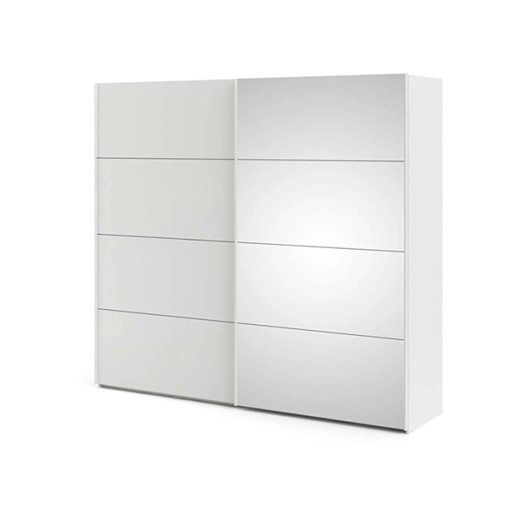 Guardaroba 2 ante Tobie, Mobile camera da letto, Cabina armadio portabiti, Armadio appendiabiti, 243x61 h220 cm, Bianco lucido