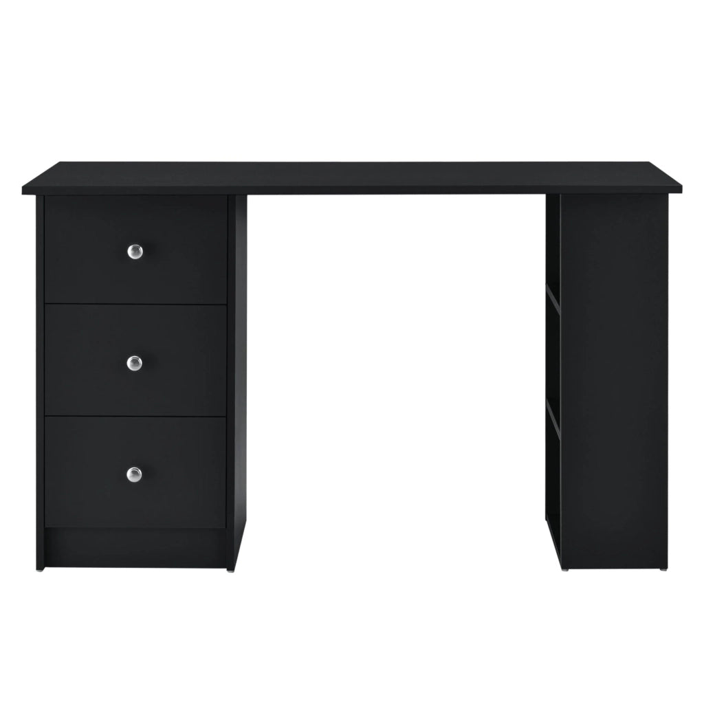 Scrivania/postazione di lavoro per computer con 3 cassetti legno rivestito in melaminico 120 cm nero 03_0004713