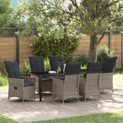 Set da Pranzo da Giardino 7 Pezzi con Cuscini Grigi in Rattan Polimerico