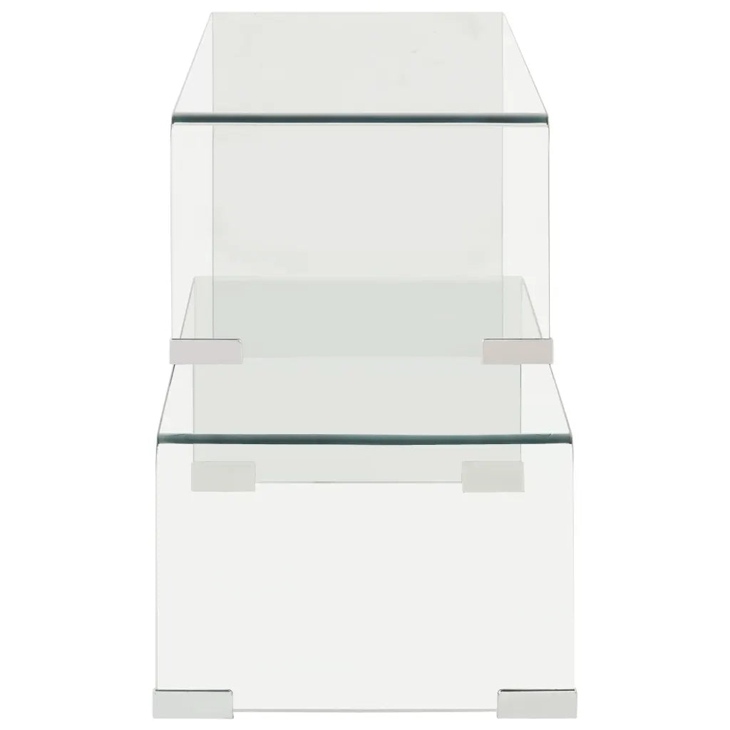 Set Tavolini Salotto 2 pz 90x30x20/110x30x40cm Vetro Temperato 284728
