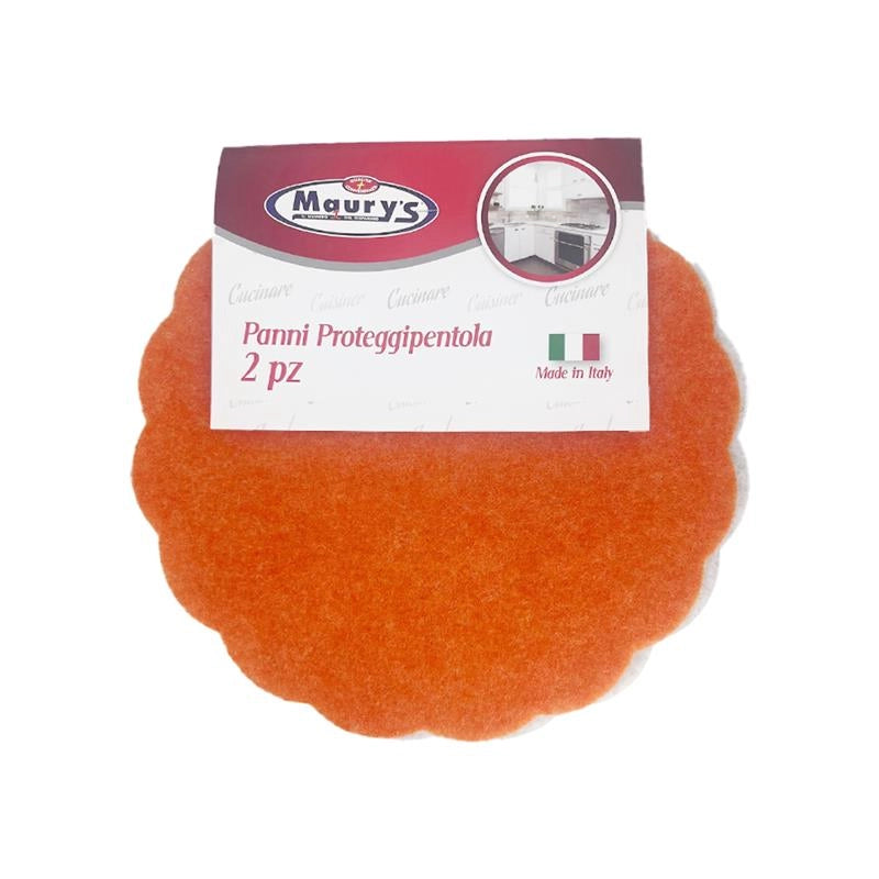 MAURY'S 2 PZ PANNI PROTEGGI PENTOLA IN FELTRO RESISTENTE PER CUCINA COLORI ASSORTITI DIAMENTRO 30 CM