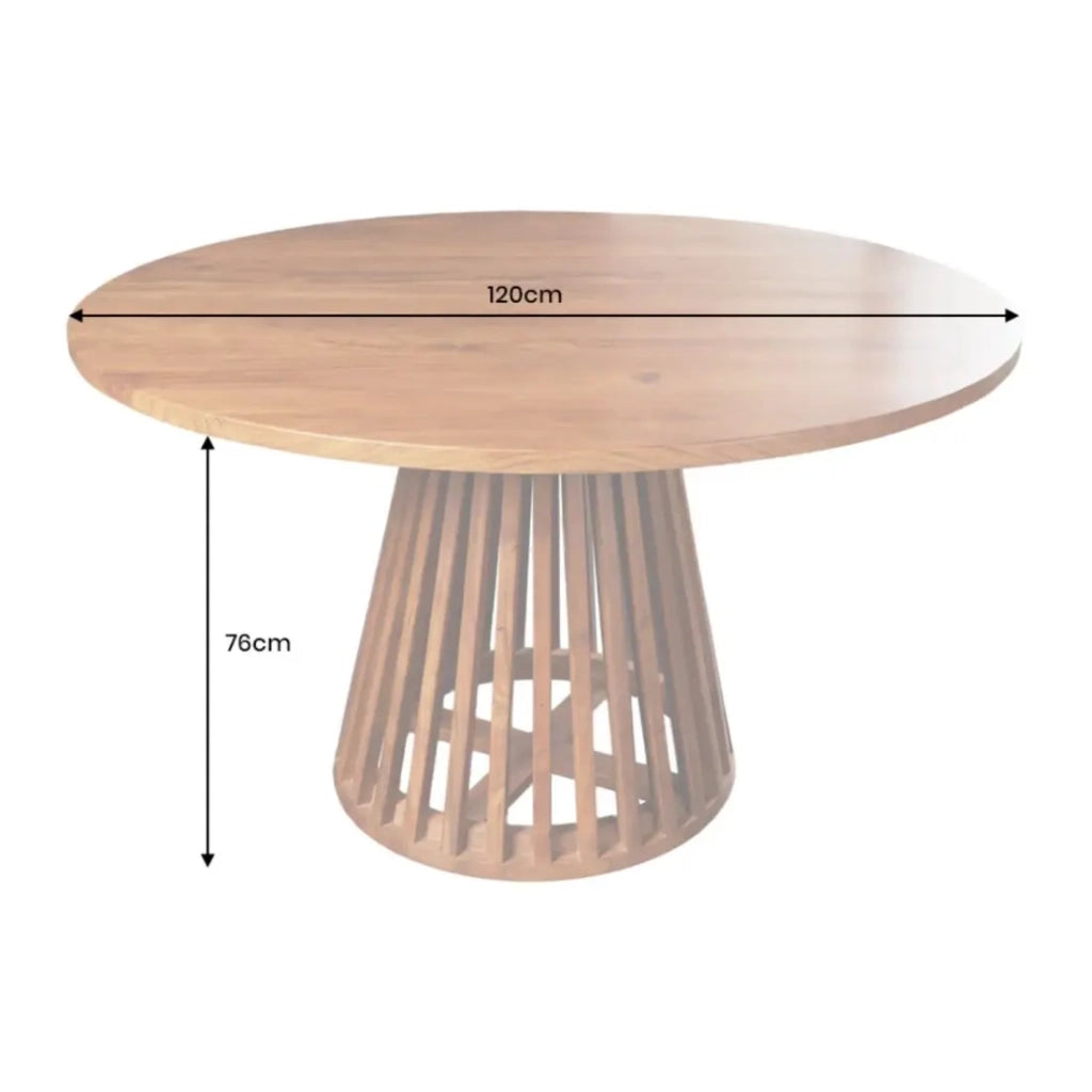 Tavolo da pranzo TALMA – Rotondo diametro 120 cm – Legno massiccio di acacia verniciato – Stile rustico