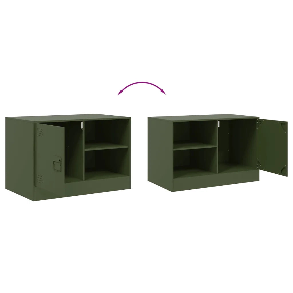 Mobili TV 2 pz Verde Oliva 67x39x44 cm in Acciaio 841700