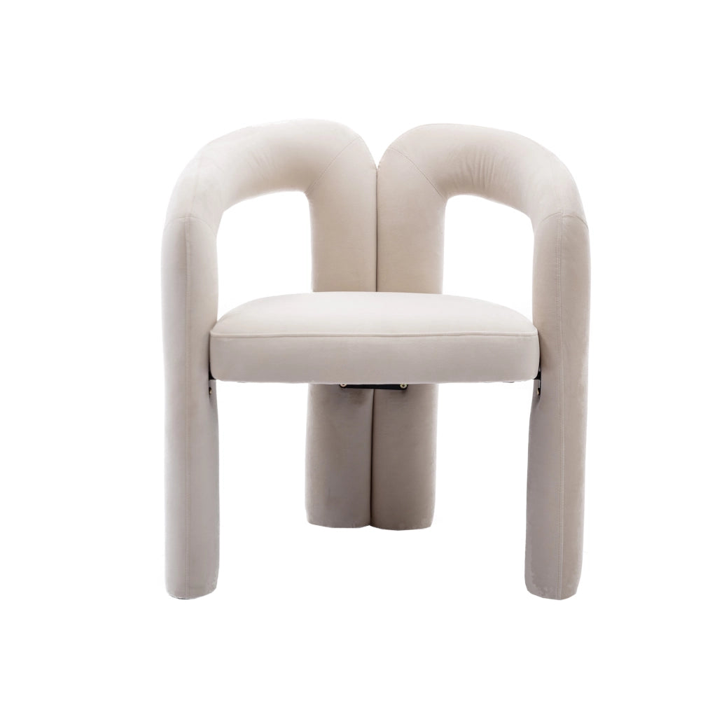 Set di 2 sedie da pranzo in velluto beige, design moderno con braccioli e struttura stabile