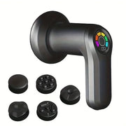 Pistolo di massaggi facciali ricaricabile, supporta la ricarica via USB, adatto per l'uso dopo lo sport, nero e 6 livelli di intensità regolabili.