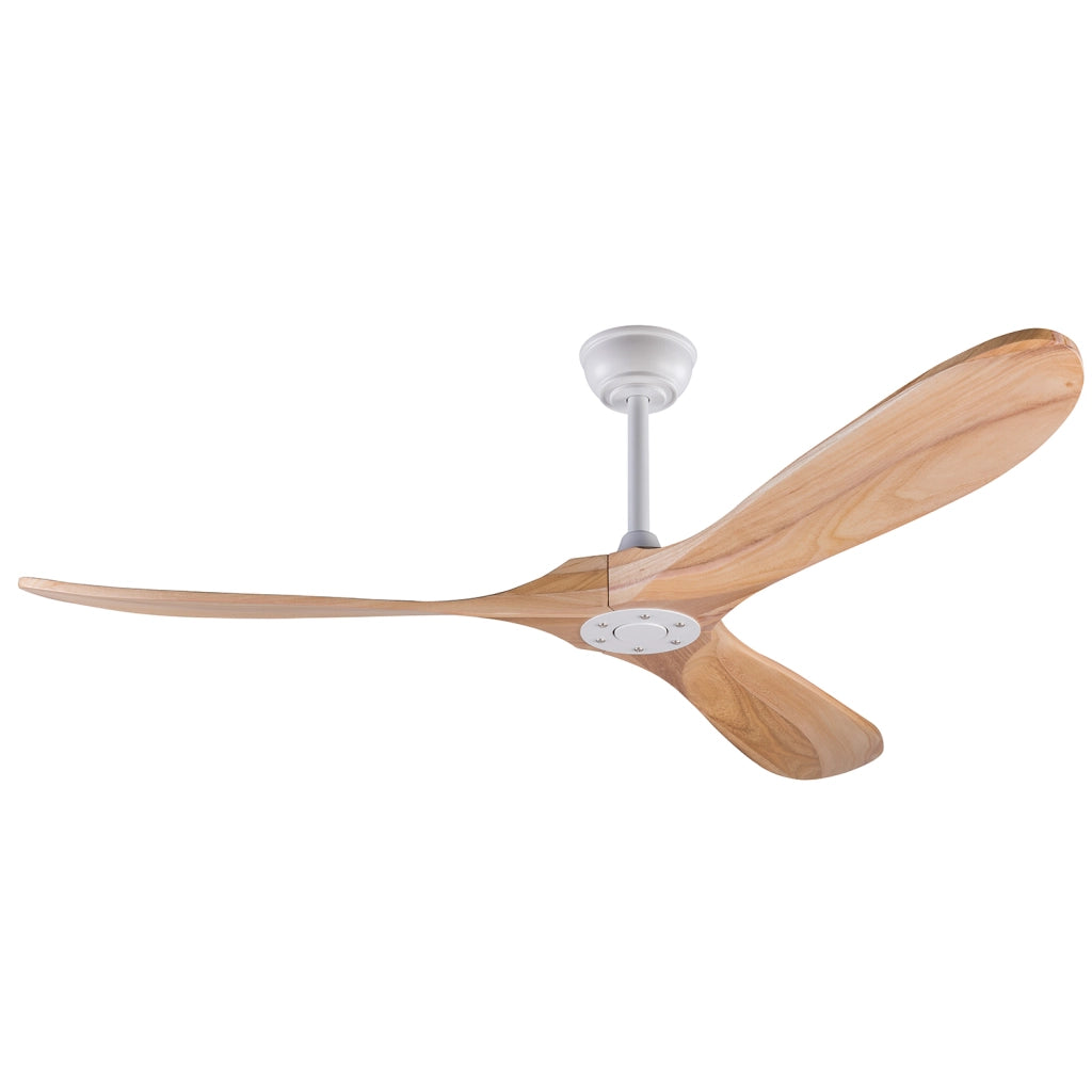 Ventilatore da soffitto senza luce in legno naturale; motore DC silenzioso e telecomando