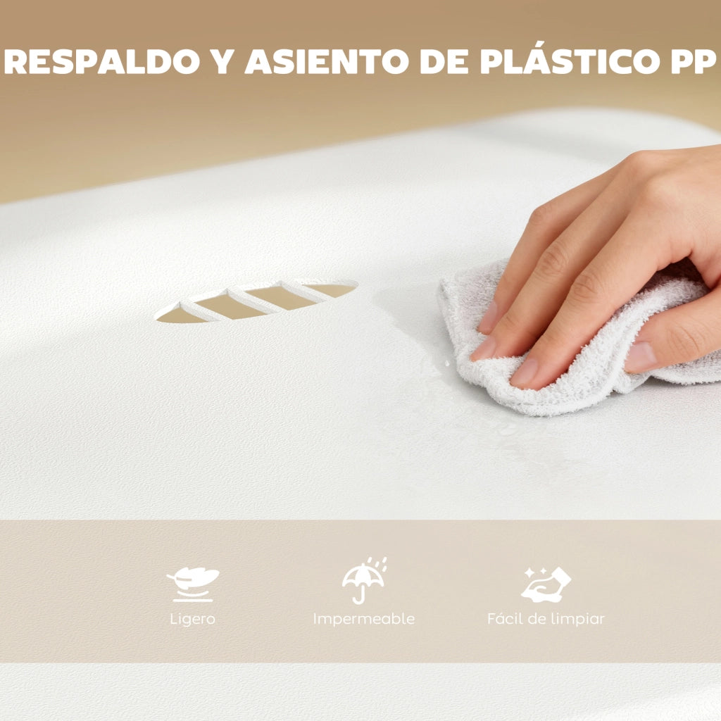 Set 6 Sedie Pieghevoli ¨C Zephmum ¨C Plastica Struttura in Acciaio Respaldo Curvo 48.5x47x75 cm Bianco