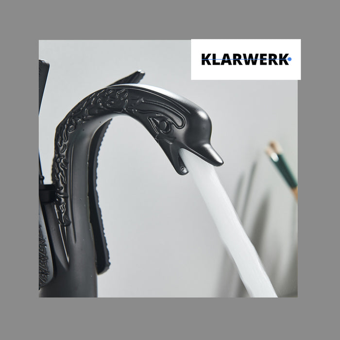 ADRIAN | Rubinetteria da bagno di design in acciaio inox con effetto cigno per lavabo lussuoso nero opaco ristorazione | miscelatore bagno 2 attacchi