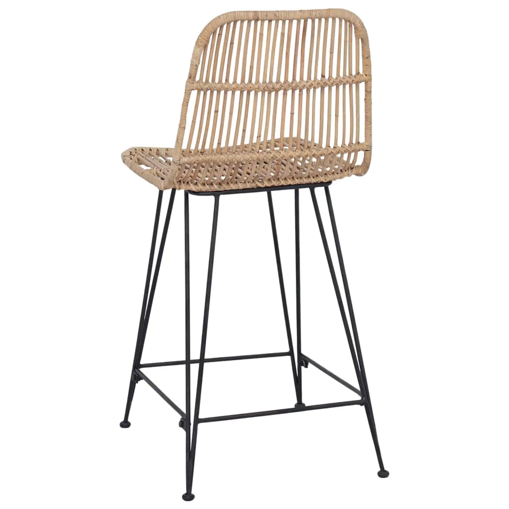 Sgabello da bar 2 pcs Naturale 44 x 54 x 96 cm Rattan e acciaio