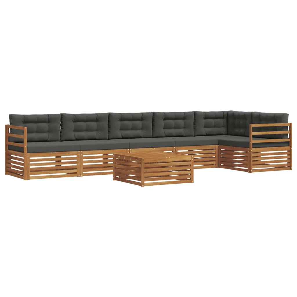 Set di divani da esterno con cuscino 7 pcs Naturale e Antracite