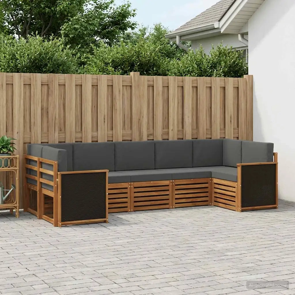 Set divano sezionale con cuscino 6 pcs Naturale e Antracite 3384793