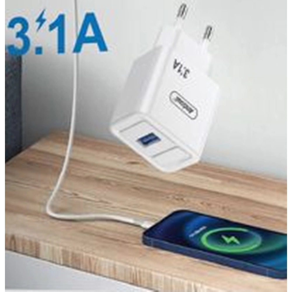 Trade Shop - Caricabatterie Caricatore Da Parete Con Porta Usb Q-cd62 Ricarica Rapida Sicura 3.1a -