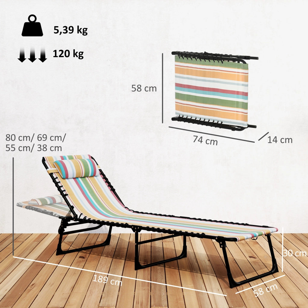Lettino pieghevole da giardino con schienale regolabile ¨C zephmum ¨C rete in acciaio, tessuto, 189x58x30 cm