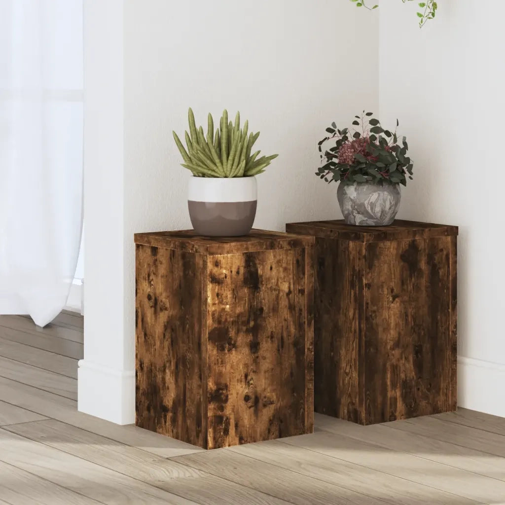 vidaXL Supporti per Piante 2 pz Rovere 20x20x30 cm Legno Multistrato