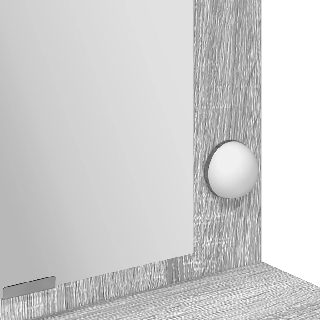 Tavolo da Trucco con Luci LED Grigio Sonoma 100x41x135 cm