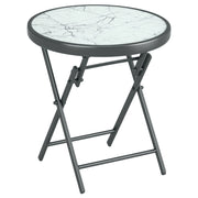 Tavolino pieghevole da esterno ¨C zephmum ¨C vetro temperato bianco 45x45x50 cm