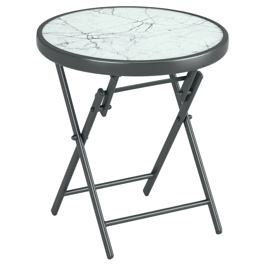 Tavolino pieghevole da esterno ¨C zephmum ¨C vetro temperato bianco 45x45x50 cm