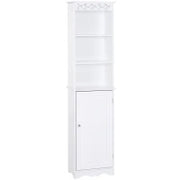 Mobiletto del Bagno a Torre 3 Ripiani Regolabili su 3 Livelli e 1 Ampio Armadietto Inferiore Manopole sull'Anta MDF Bianco 40x23x160cm