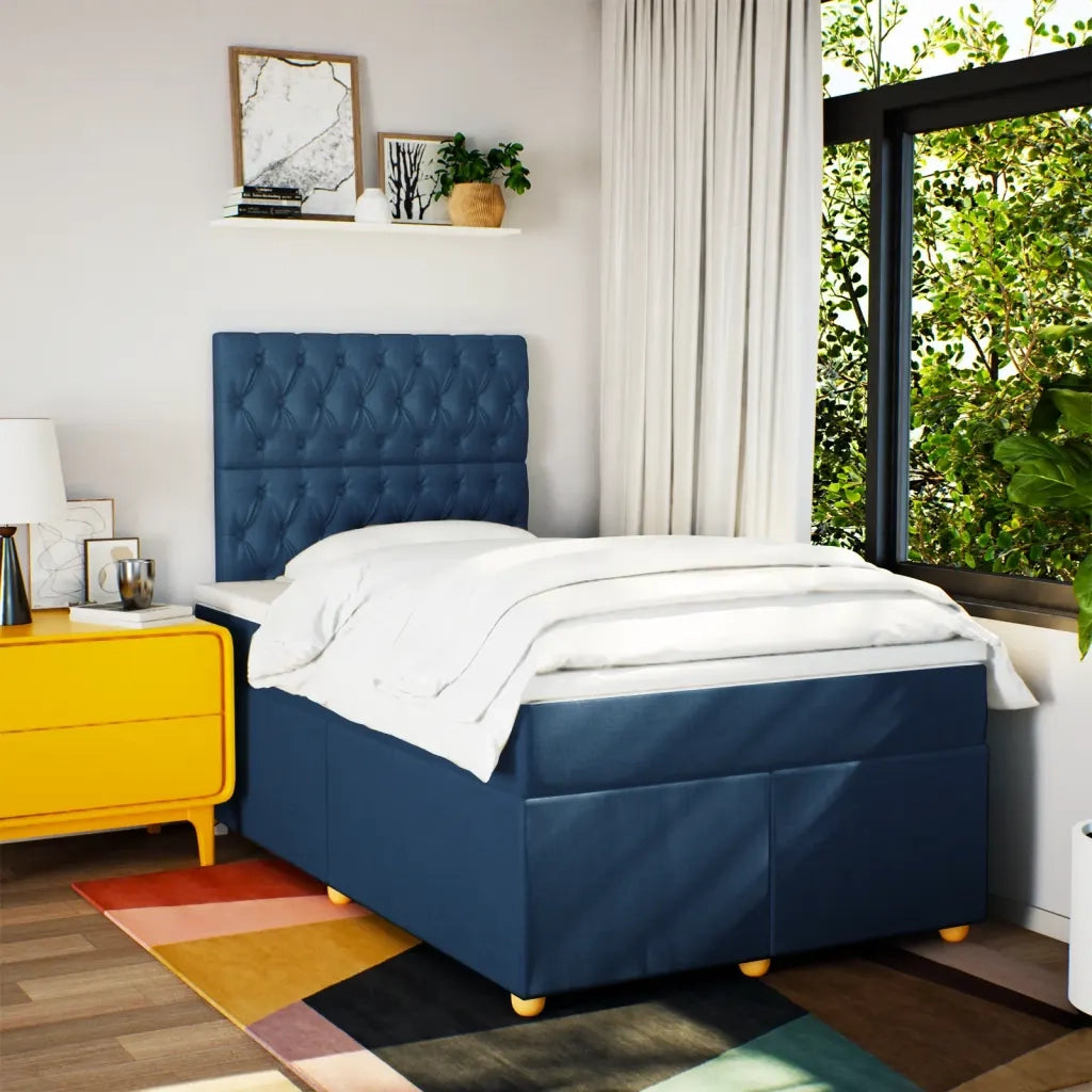 vidaXL Giroletto a Molle con Materasso Blu 120x200 cm in Tessuto