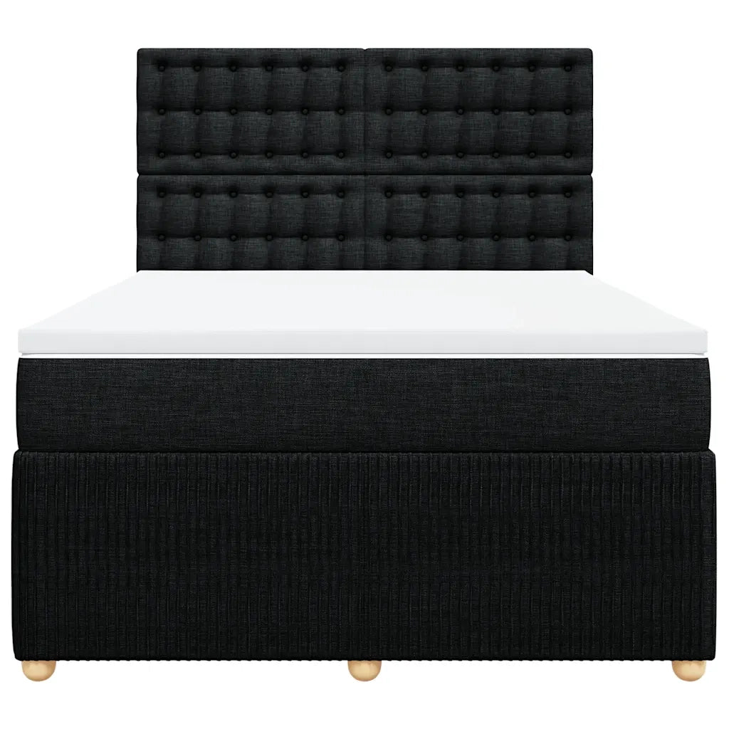 Giroletto a Molle con Materasso Nero 140x200 cm in Tessuto