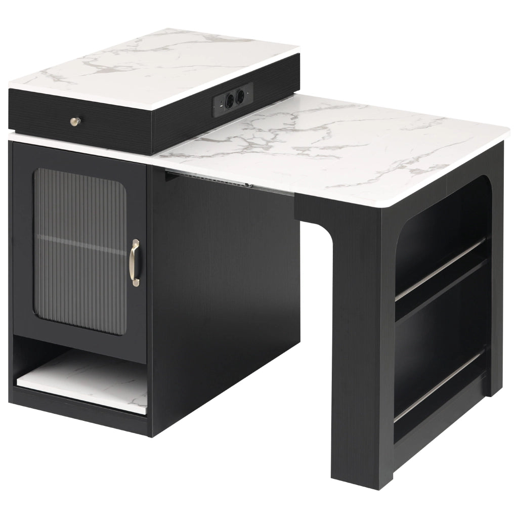 Tavolo da Pranzo Allungabile con Isola Cucina e Ripiani ¨C Xylo ¨C Nero