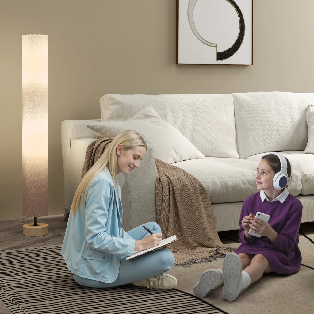 Lampada da terra per soggiorno con paralume in lino ¨C zephmum ¨C grigio 120 cm