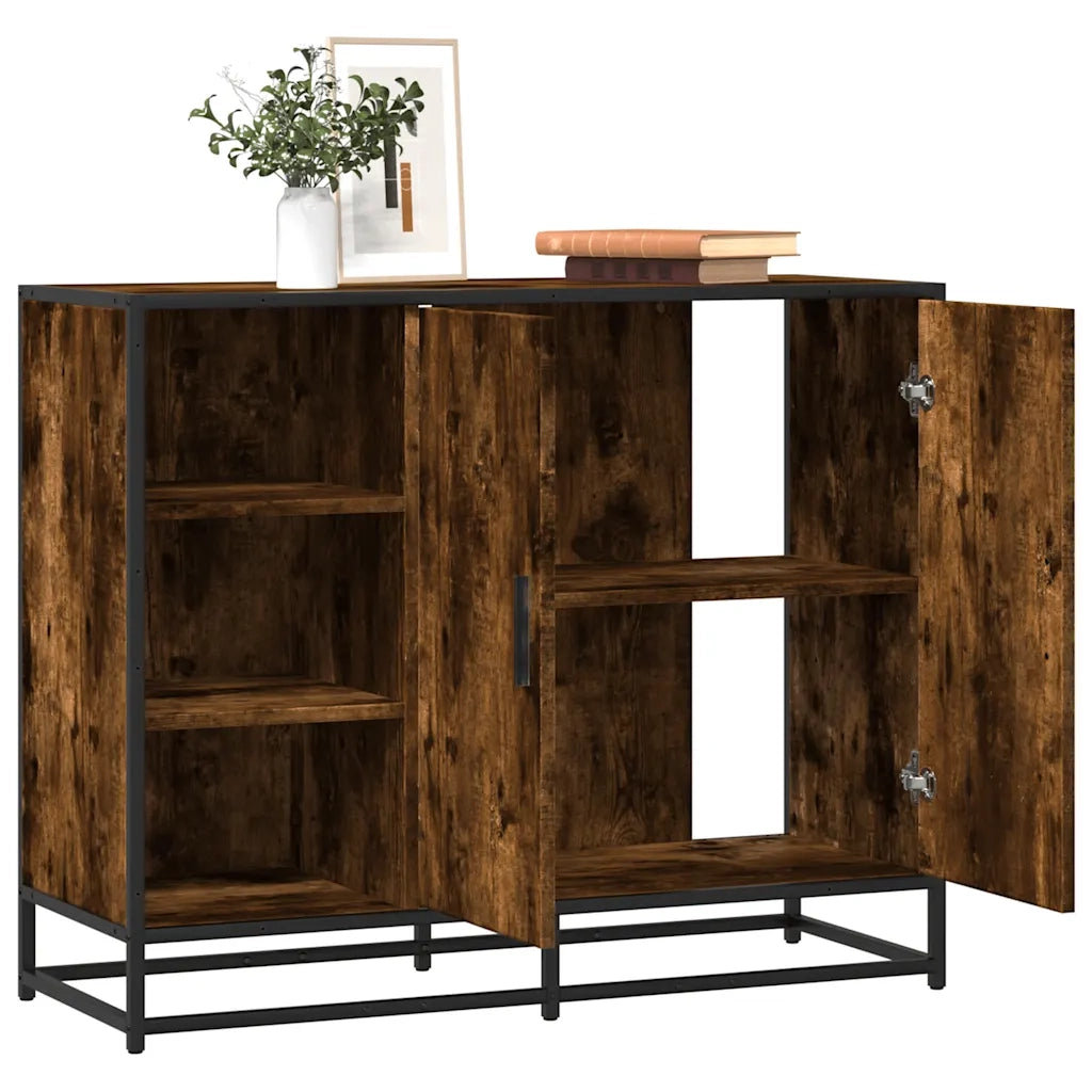 Credenza Rovere Fumo 92x35x76 cm in Legno Multistrato 849021