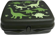 Scatola per Sandwich Opbergcasella Lunchbox Quadrata con Cerniera e Chiusura (Dinosaurus Verde)