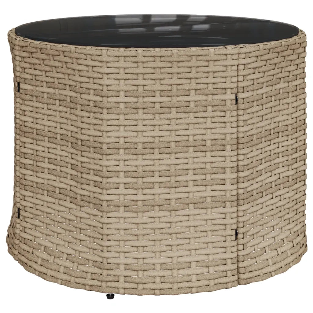 Divano Giardino con Tavolo e Cuscini Circolare Beige Polyrattan 3318537