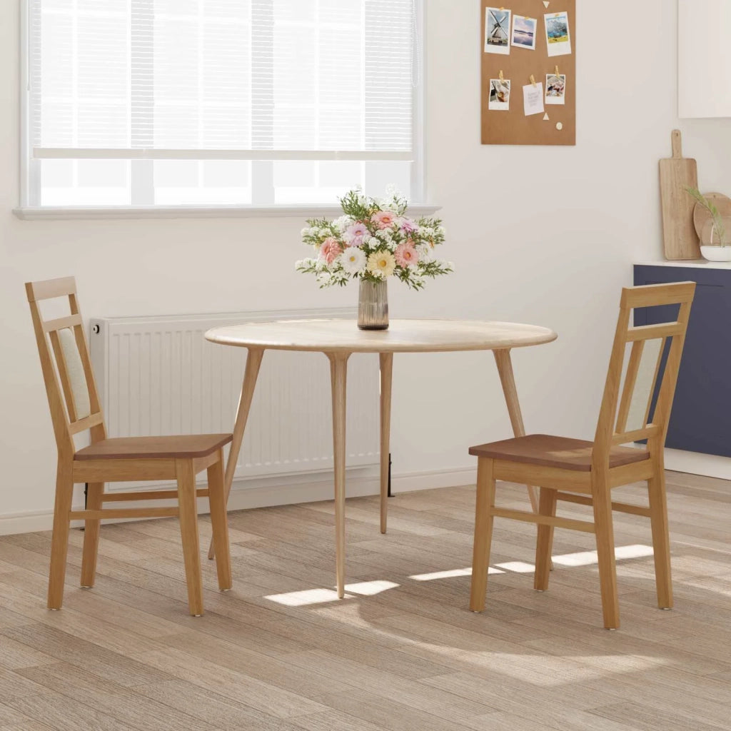 Sedia da pranzo 2 pz | Sedie da cucina Naturale Legno di gomma solido