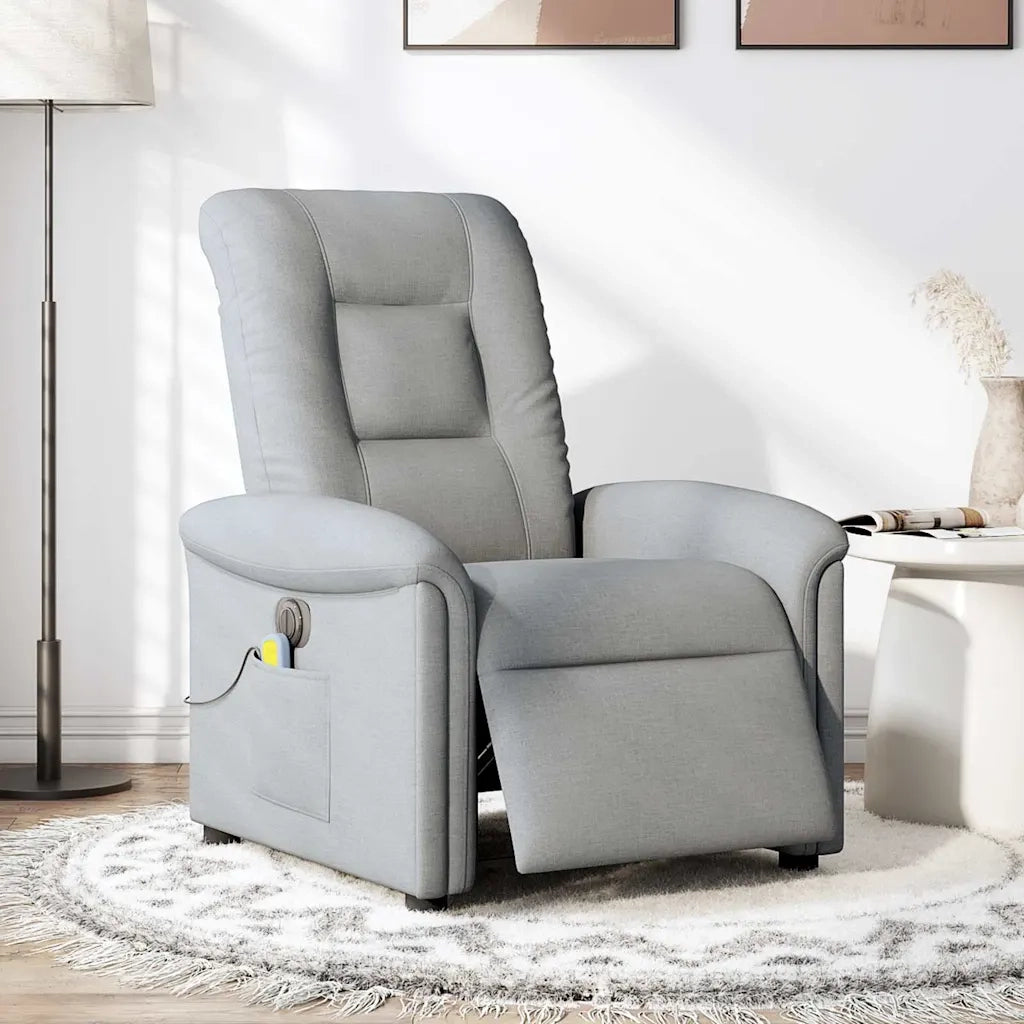 Divano Sedia-Poltrona Reclinabile Massaggio Elettrica Grigio Chiaro Tessuto 507451