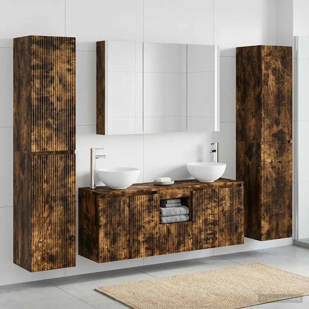 Set di mobili per il bagno 6 pcs Rovere Fumo 3407219