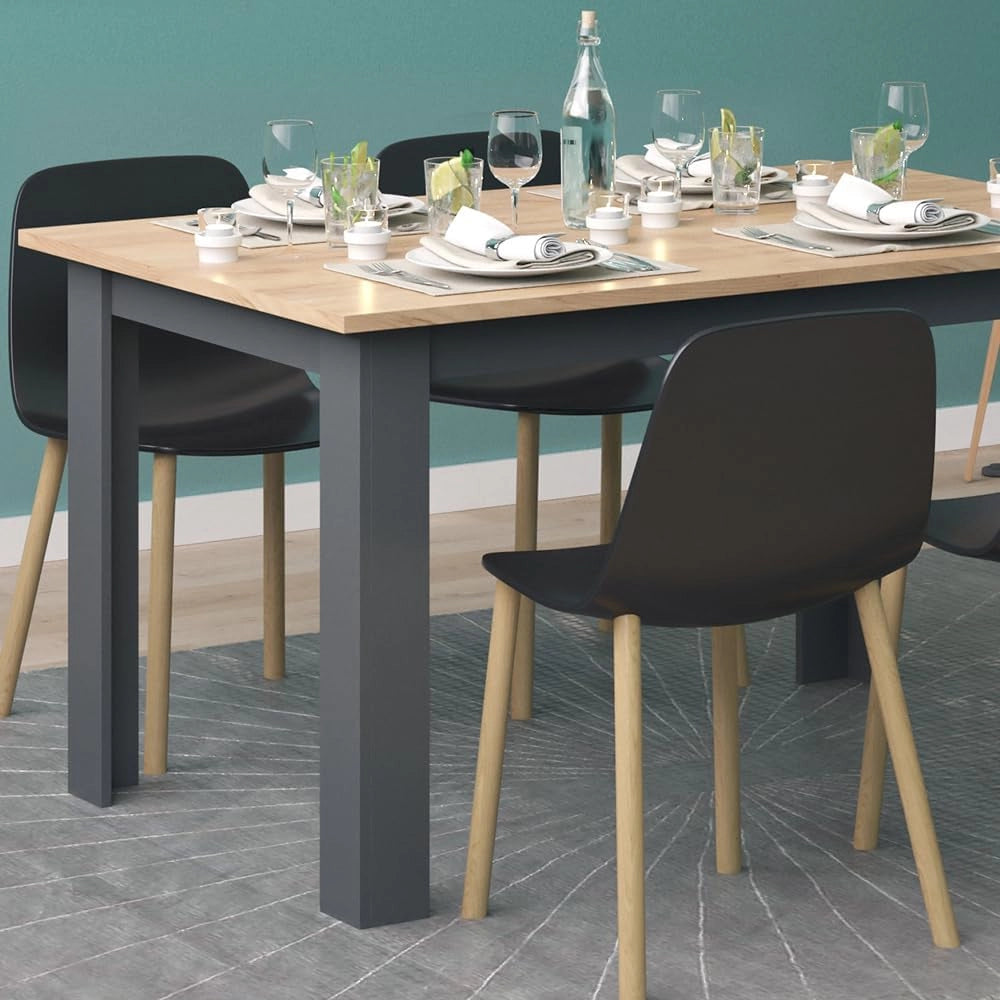 Tavolo da pranzo Karlos, Quercia dorata, 140 x 90 cm, per l'utilizzo come tavolo da pranzo fisso in soggiorno o sala da pranzo