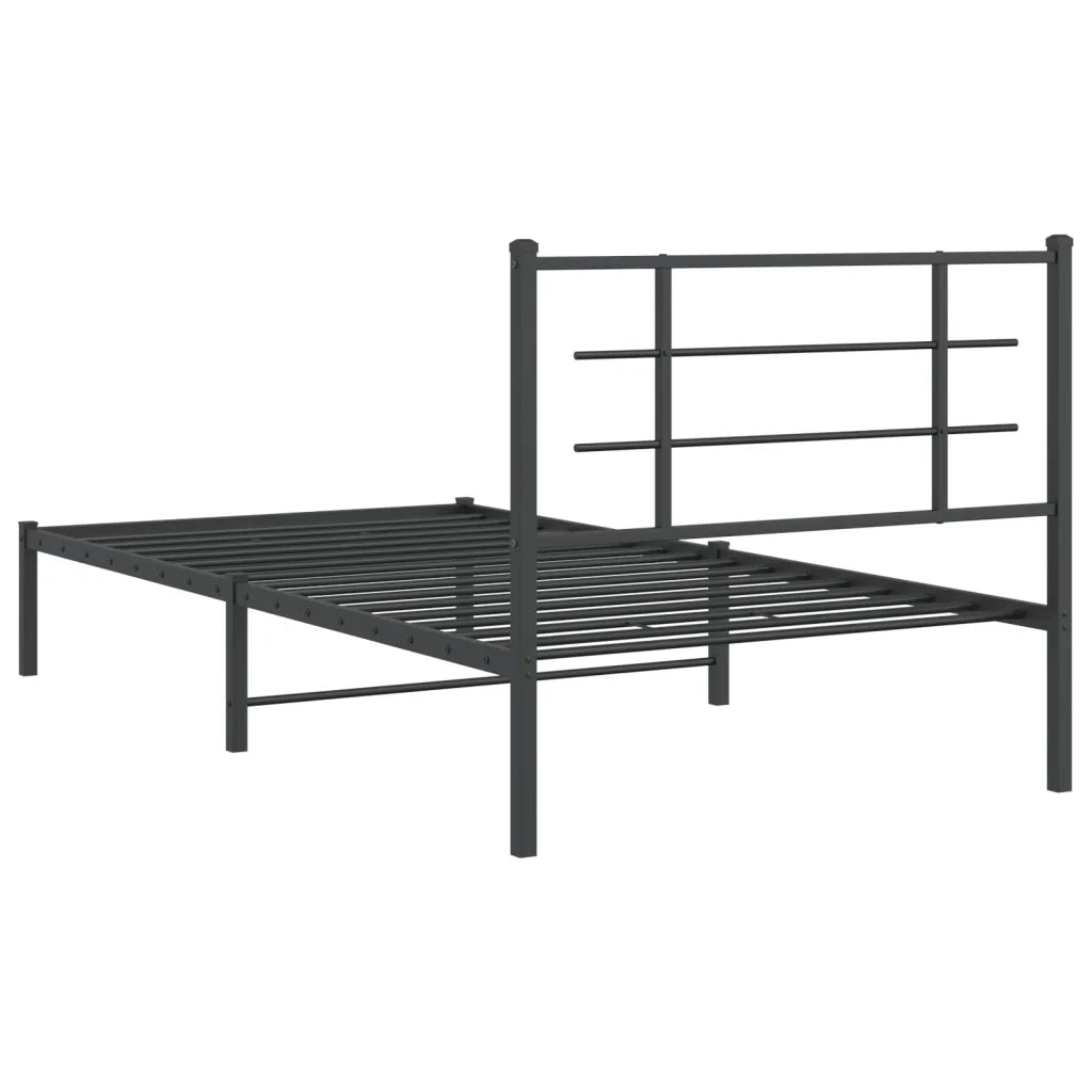 Letto singolo | Letto per adulti | Giroletto con Testiera in Metallo Nero 107x203 cm