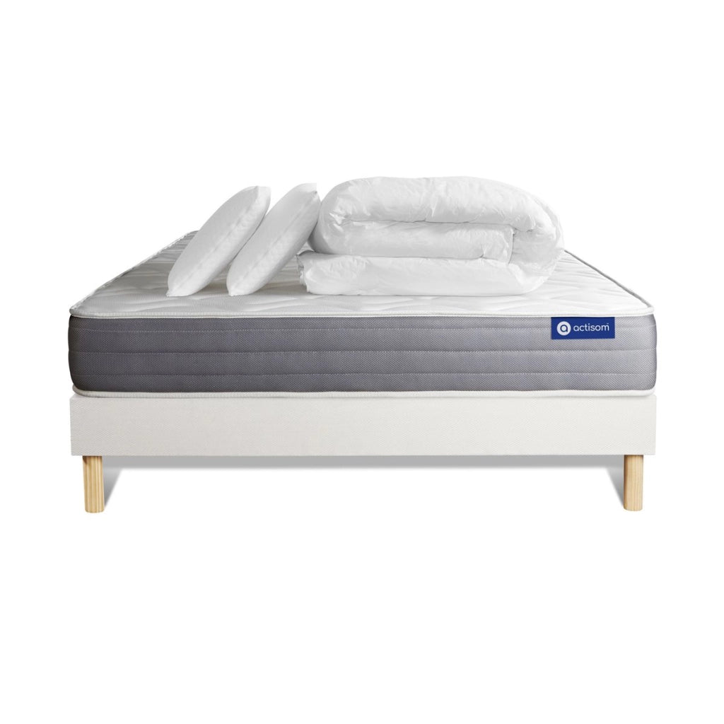 Pacchetto letto completo - Materasso 140x200cm + Box spring con doghe (kit) + 2 cuscini + Piumino - Actilatex Dream