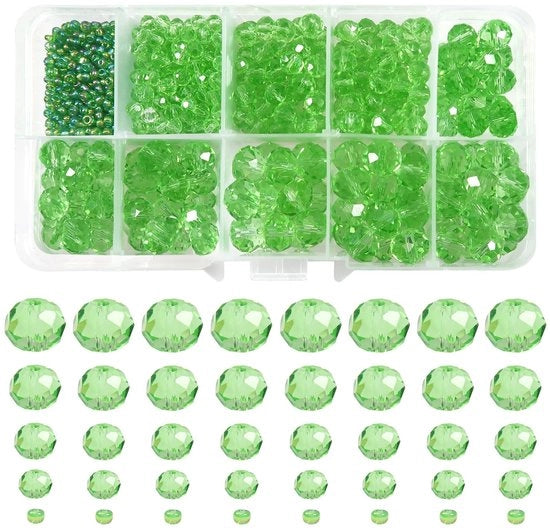 Fattori di cristallo per collane - creare accessori - verde - DIY - bracciali e collane - 1000 pezzi
