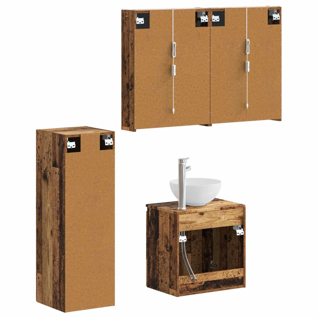 Set di mobili per il bagno 4 pcs Legno antico 3407429