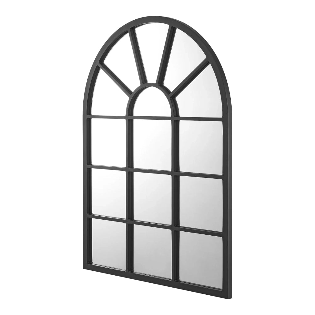 Specchio da parete arrotondato a forma di finestra 80 x 60 cm nero opaco 03_0007958