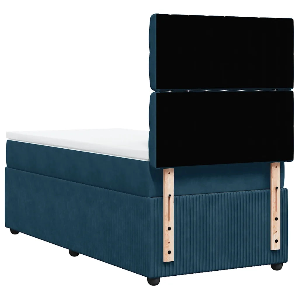 Giroletto a Molle con Materasso Blu Scuro 90x200 cm in Velluto 3292248