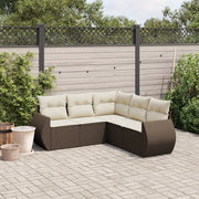 Set Divano da Giardino 5 pz con Cuscini Marrone in Polyrattan 3221352