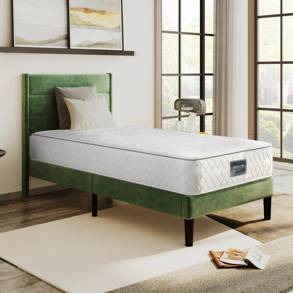 OKWISH Materasso in Schiuma Fredda 90×200 cm, Letto Singolo 7 Zone, Molle Insacchettate e H3, senza Materasso, in Poliestere, Bianco