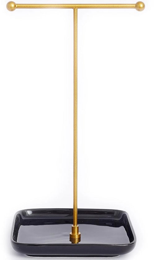 Standarizzatore di gioielli - Base ceramica 31 cm alta, organizzatore di gioielli, appoggio estetico per collane, bracciali, anelli, display di collane - Nero misterioso