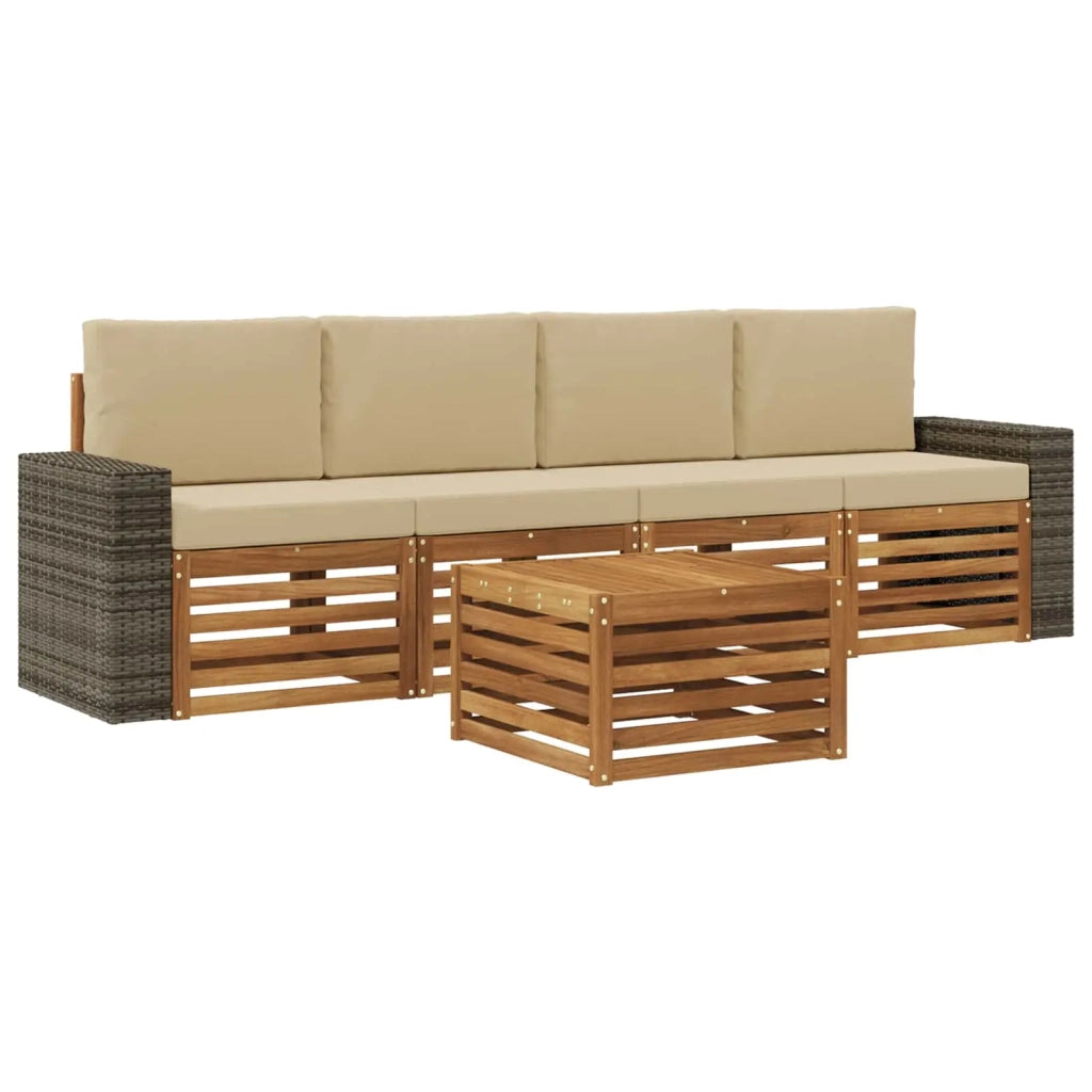Set di divani da esterno 5 pz Naturale e Beige 3384009